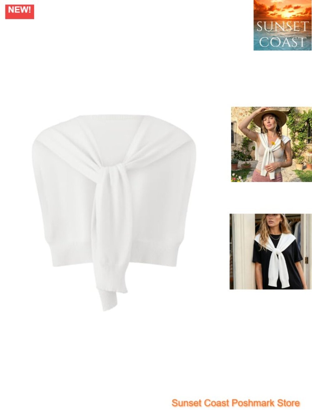 Knit Knot Front Sweater Shawl Wrap Shoulder Cape Lightweight Travel Scarf Top